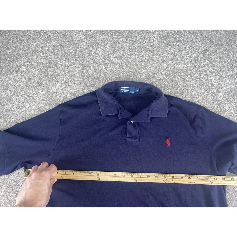 Polo Ralph Lauren Soft Cotton Polo Solid Blue Men XL Red Pony Preppy Casual Work